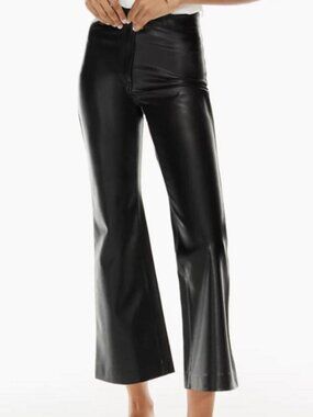 Wilfred Aritzia Adele Pant Black Faux Leather High Rise Size 6